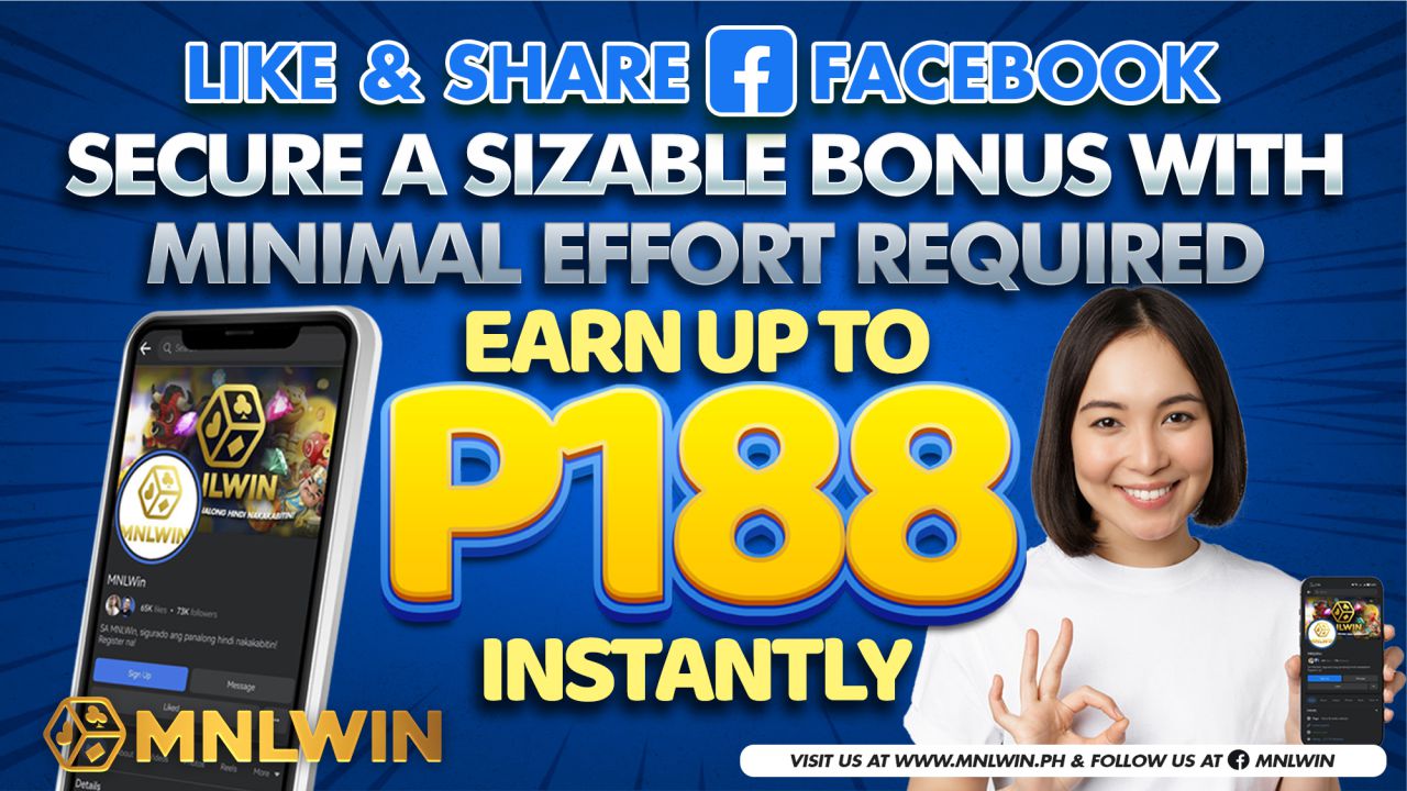 MNLWin Earn P188 Facebook Like & Share promotion